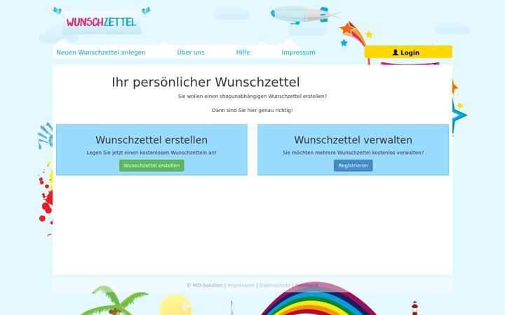 Screenshot of kinderwunschzettel.de