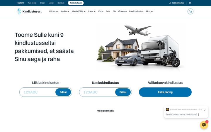 Skærmbillede af kindlustusest.ee