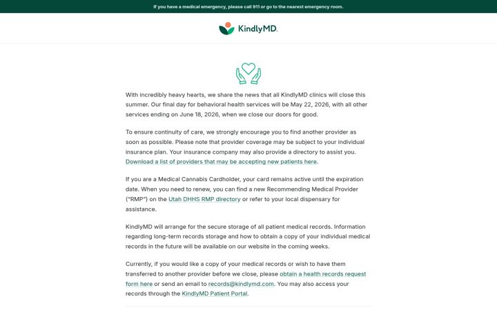 Screenshot of kindlymd.com