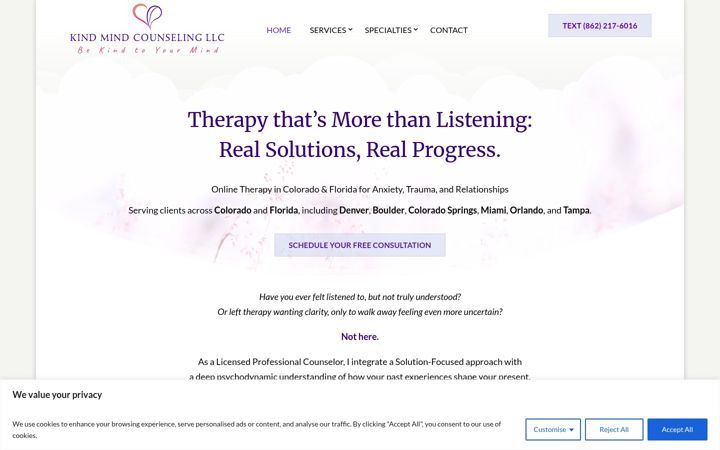 Screenshot of kindmindcounselingllc.com
