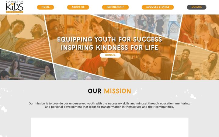 Screenshot of kindnessforkidsfoundation.org