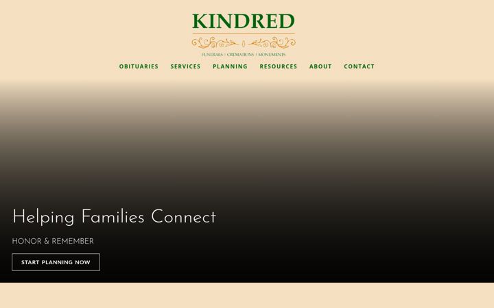 Screenshot of kindredfuneralhome.com