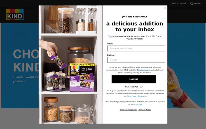 Screenshot of kindsnacks.com