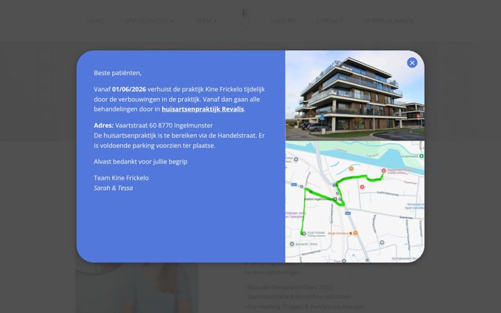 Screenshot of kine-frickelo.be