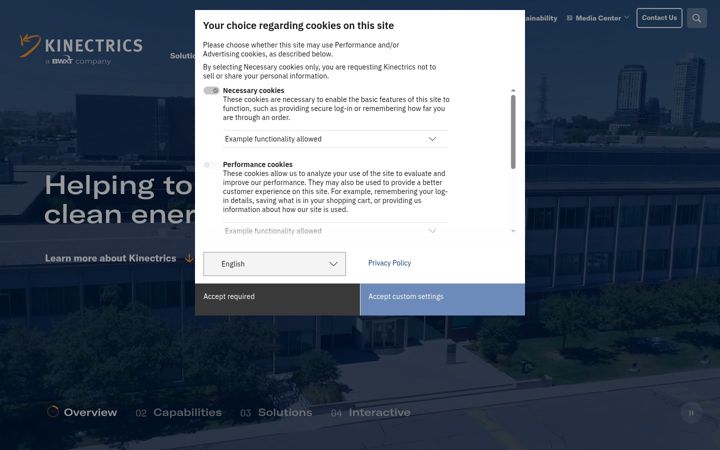 Screenshot of kinectrics.com