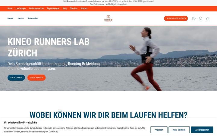 Screenshot of kineo-runnerslab.ch