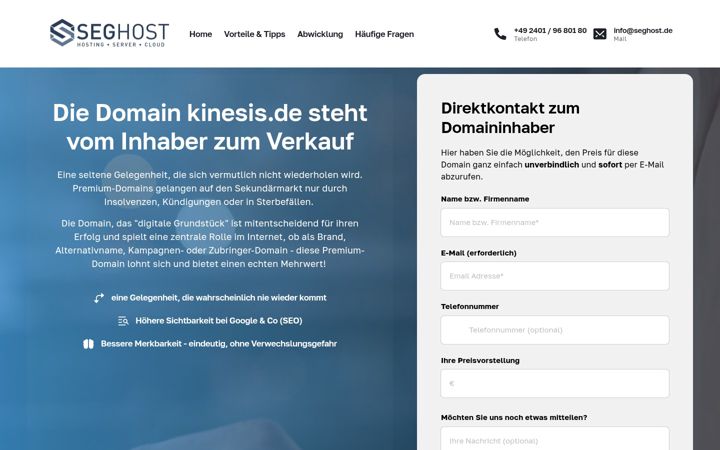 Screenshot of kinesis.de