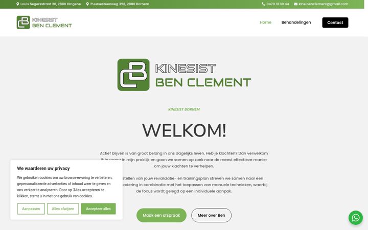 Screenshot of kinesistbenclement.be
