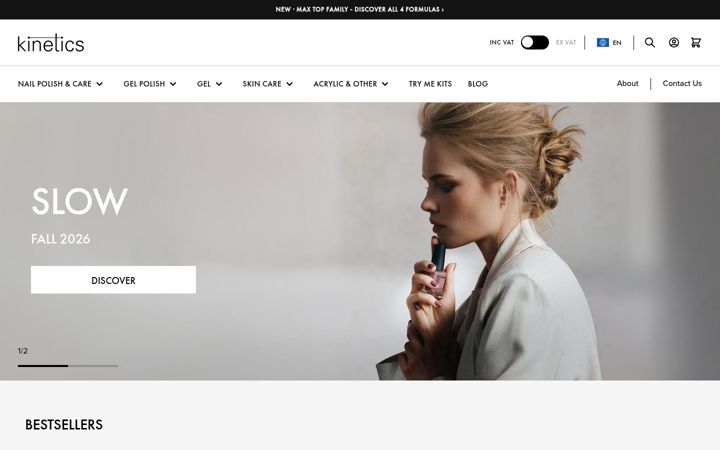 Screenshot of kineticsbeauty.com