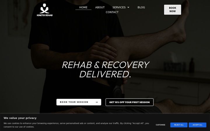 Screenshot of kinetixrehab.co.uk