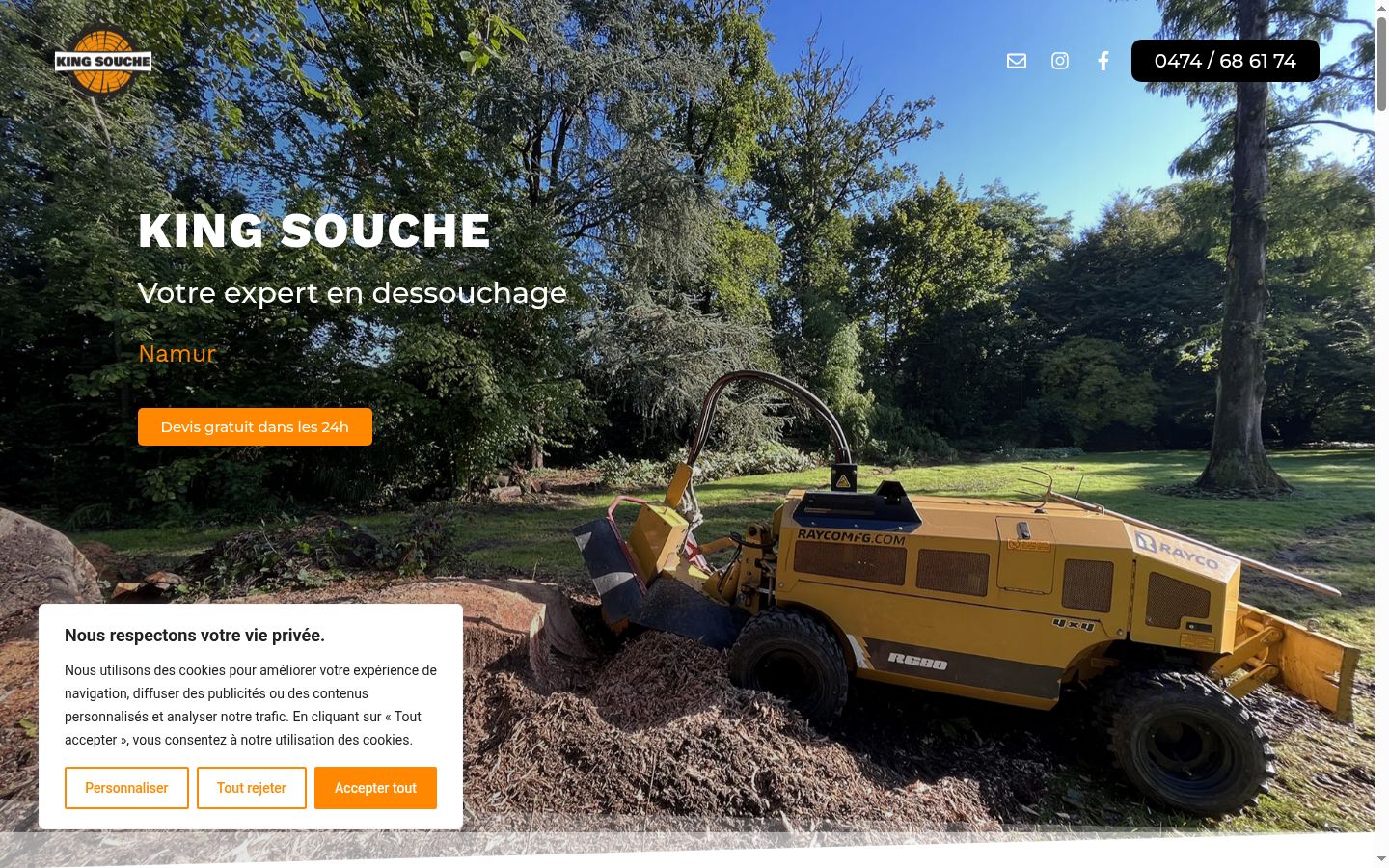 Capture d'écran de la bannière de consentement affichée avant toute interaction
