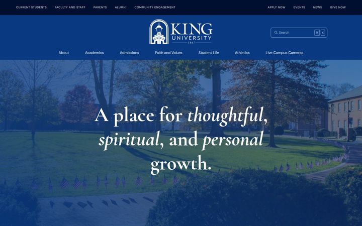 Screenshot of king.edu