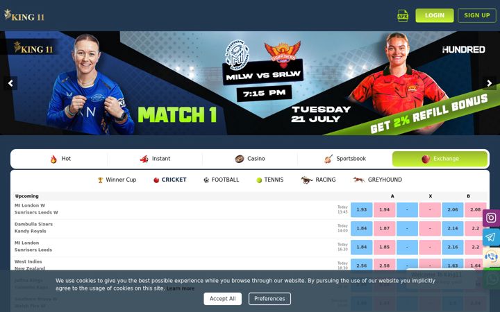 Screenshot of king11.com