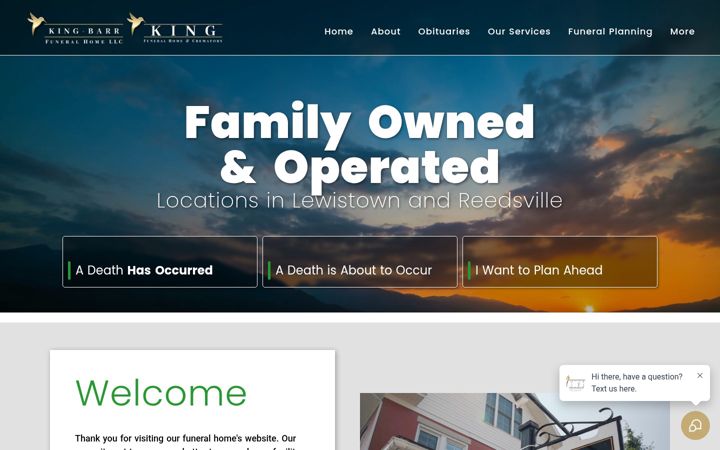 Screenshot of kingbarrfuneralhome.com