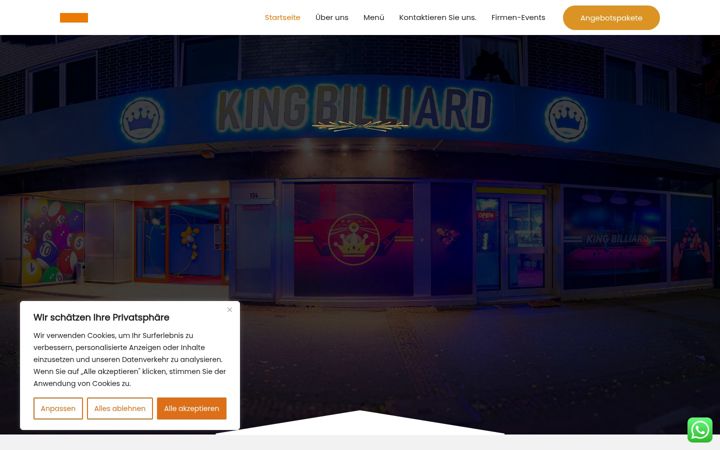 Screenshot of kingbillardcafe.de