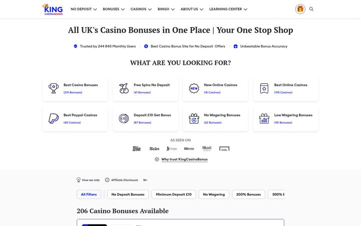 Screenshot of kingcasinobonus.uk