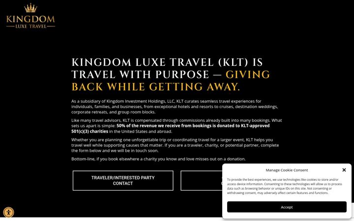 Screenshot of kingdomluxetravel.com