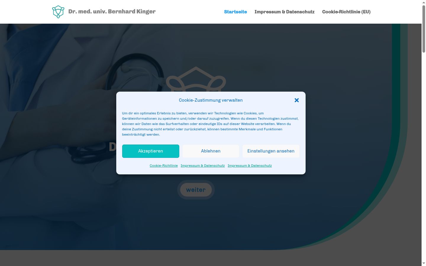 Screenshot of the consent banner shown before any interaction