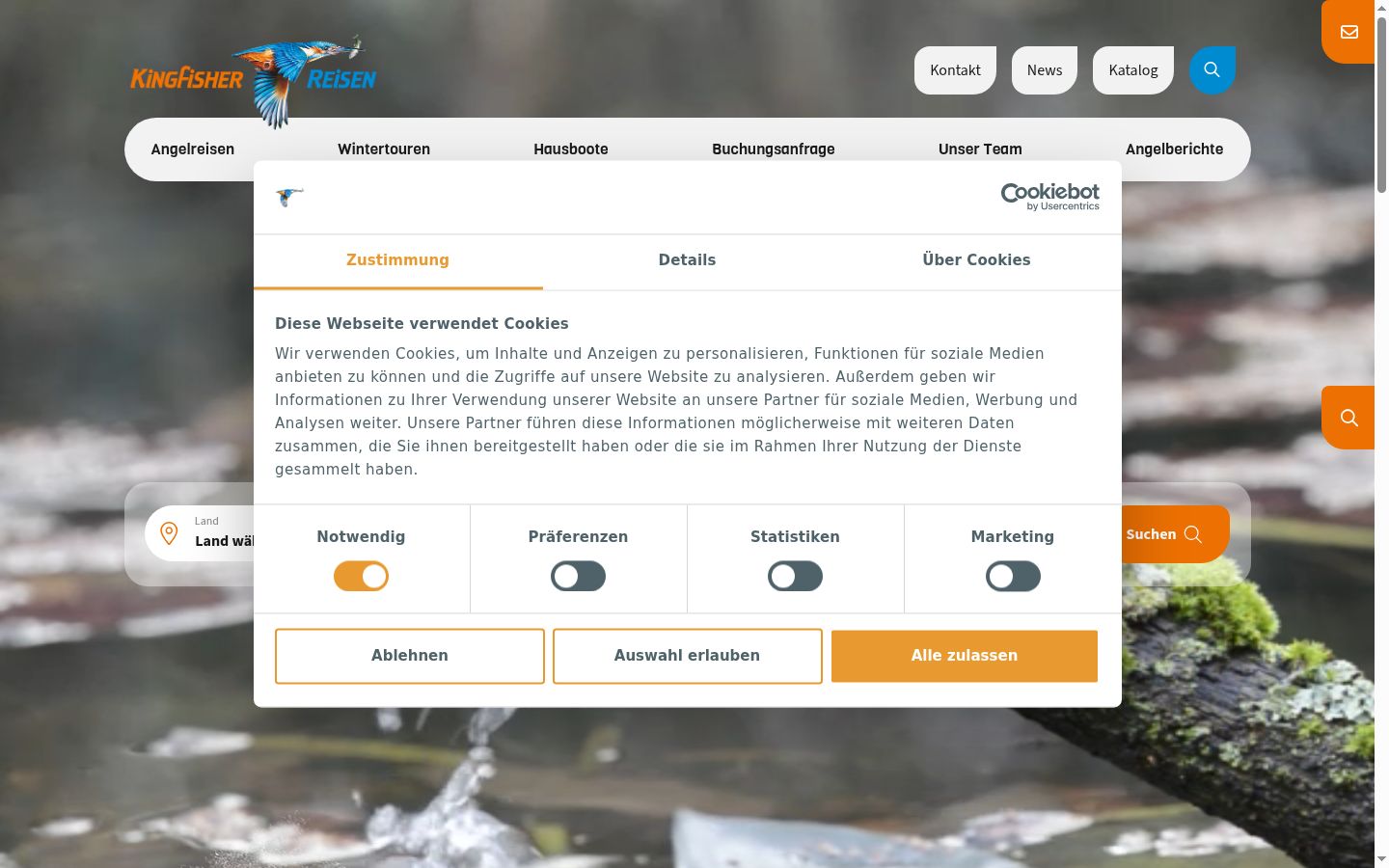 Screenshot des Einwilligungsbanners vor jeglicher Interaktion