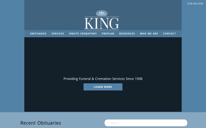 Screenshot of kingfuneralhome.com