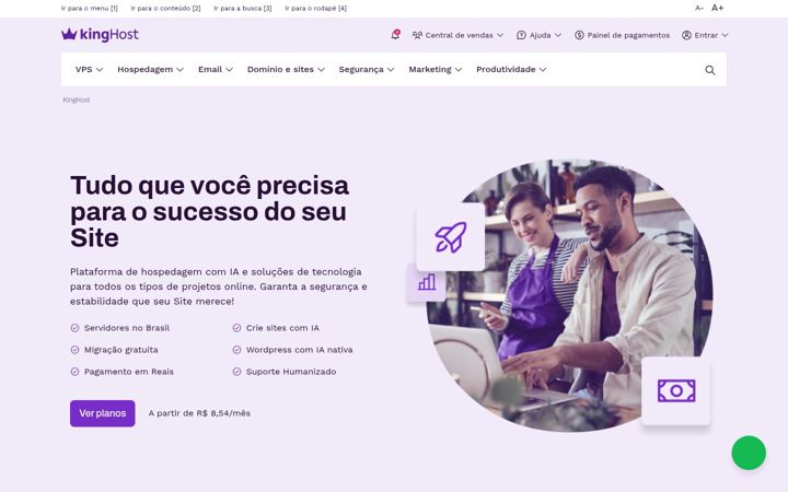 Screenshot ta' kinghost.com.br