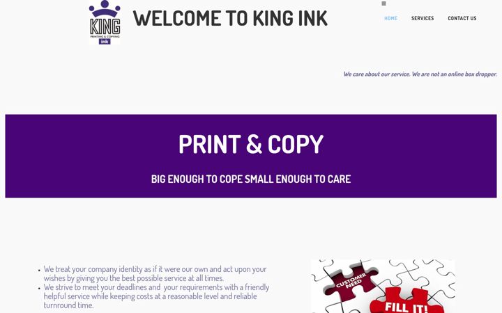 Screenshot of kinginkprinting.com.au