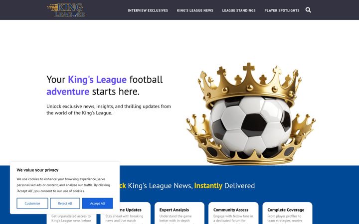 Screenshot of kingleaguee.com