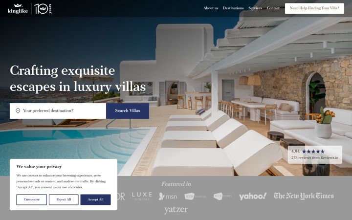 Screenshot of kinglikeconcierge.com