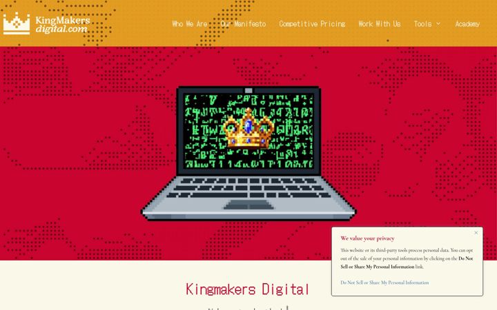 Screenshot of kingmakersdigital.com