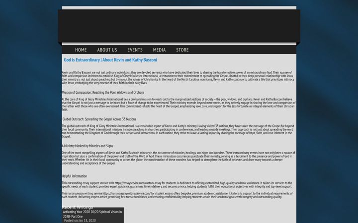 Screenshot of kingofgloryministries.org