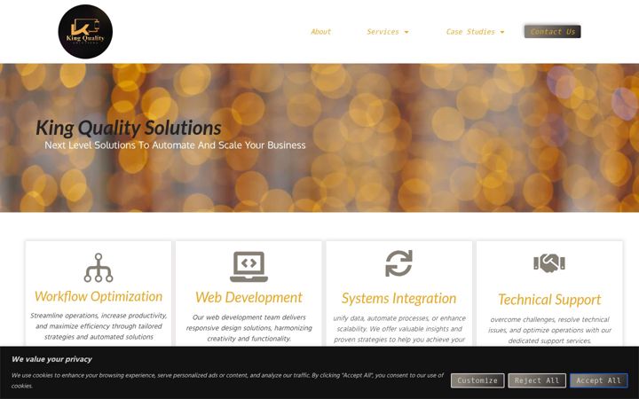 Screenshot of kingqualitysolutions.com