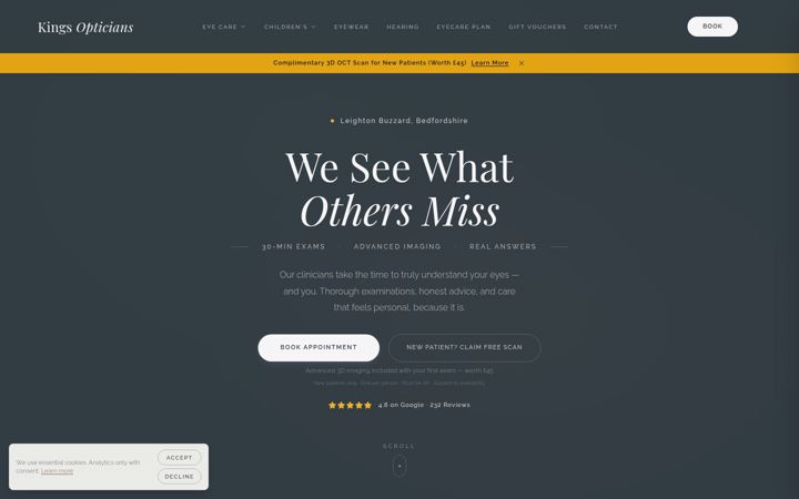 Screenshot of kings-eyecare.co.uk