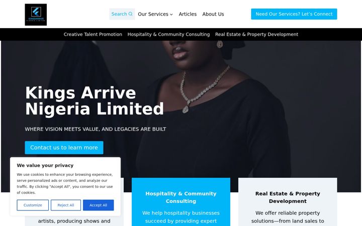 Screenshot of kingsarrive.com