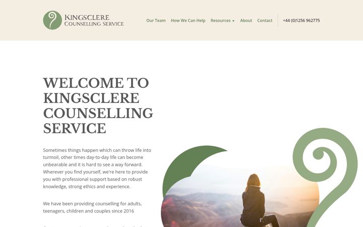 Screenshot of kingsclerecounsellingservice.co.uk