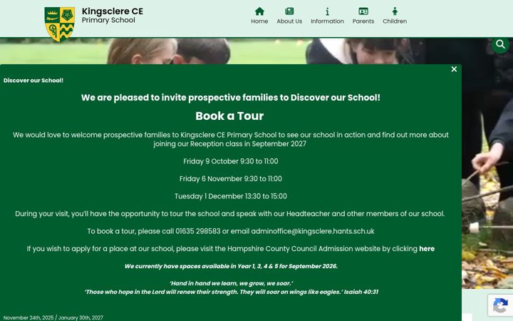 Screenshot of kingsclereprimary.com