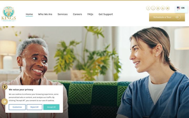 Screenshot of kingshealthcarellc.com