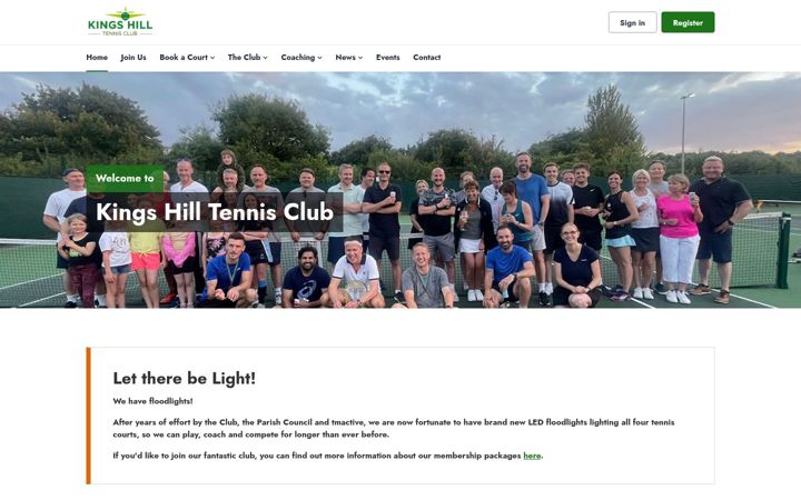 Screenshot of kingshillcommunitytennis.org