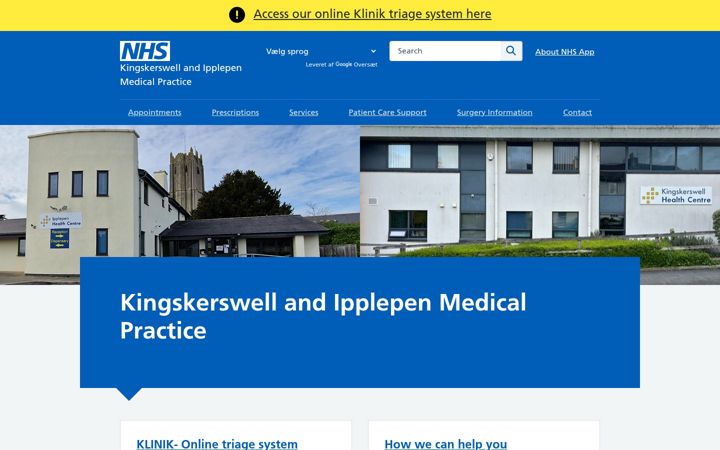 Screenshot of kingskerswellandipplepenmedicalpractice.nhs.uk