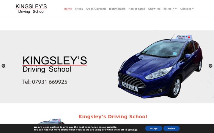 Screenshot of kingsleysdrivingschool.co.uk