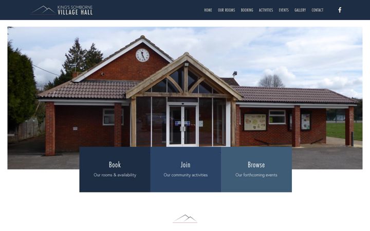 Screenshot of kingssombornevillagehall.co.uk