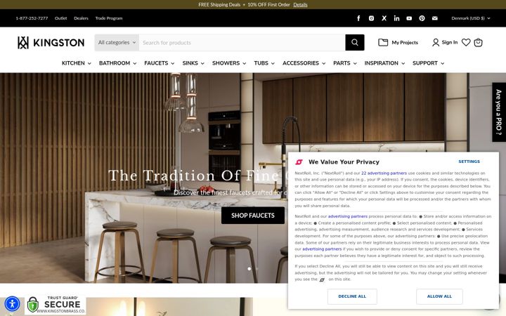 Screenshot of kingstonbrass.com