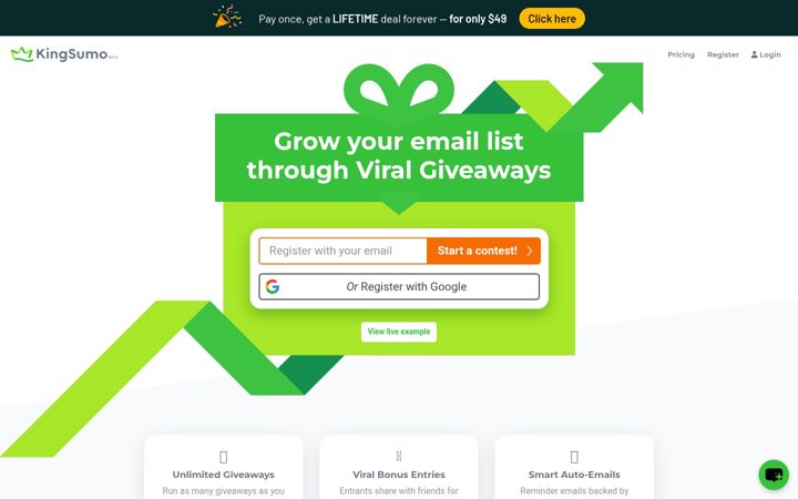 Screenshot of kingsumo.com