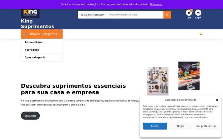 Screenshot of kingsuprimentos.com.br