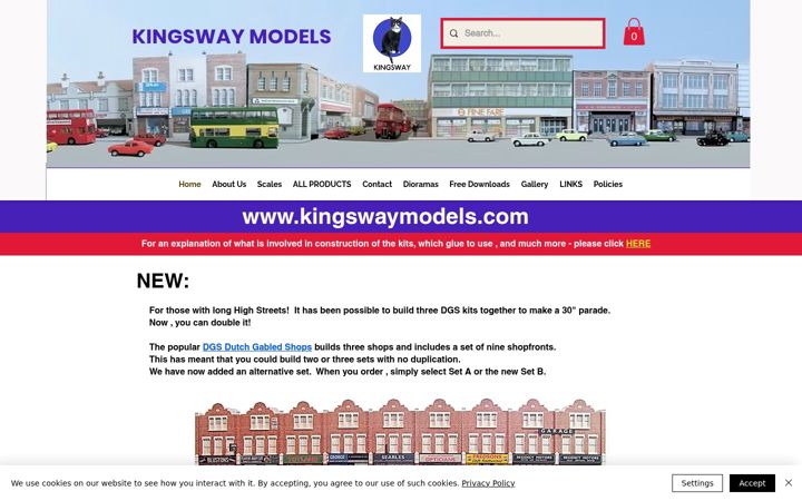 Screenshot of kingswaymodels.com