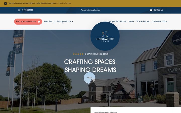 Screenshot of kingswoodhomes.uk.com