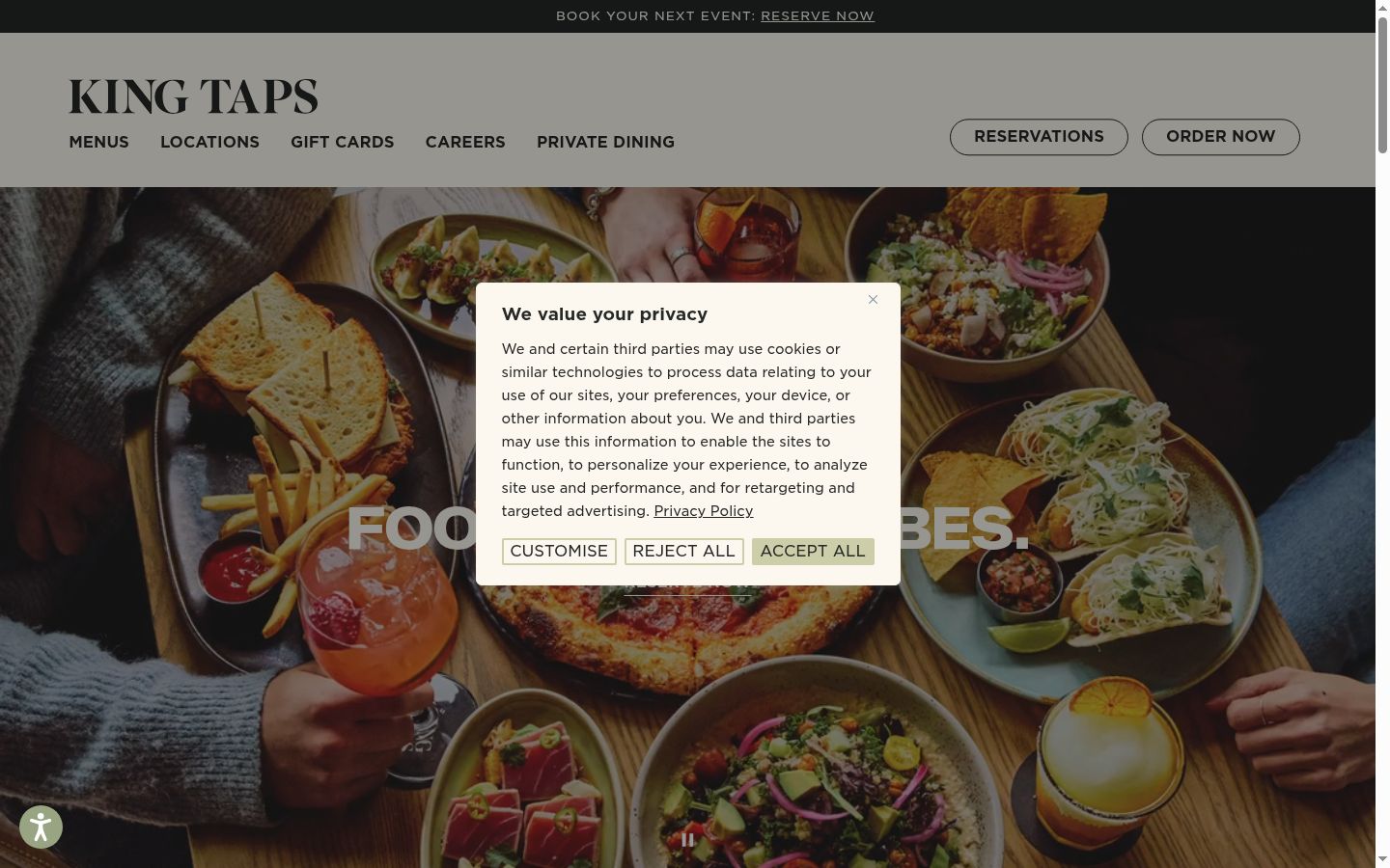 Screenshot of the consent banner shown before any interaction