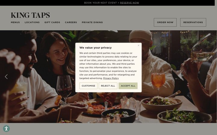 Screenshot of kingtaps.com