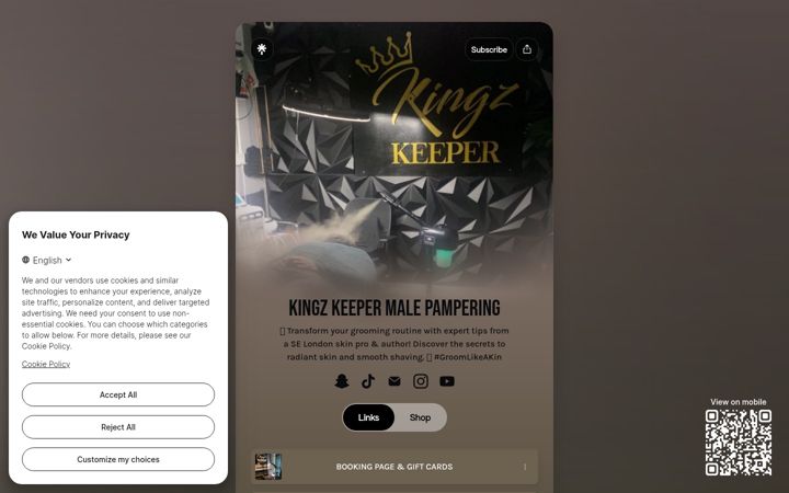 Screenshot of kingzkeeper.co.uk