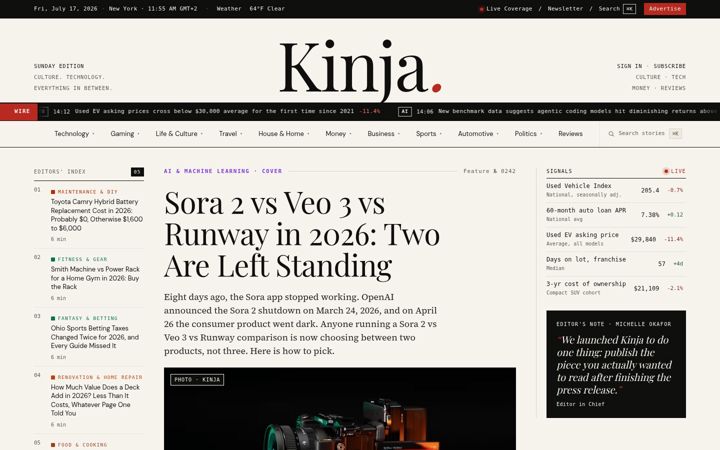 Snimka zaslona za kinja.com