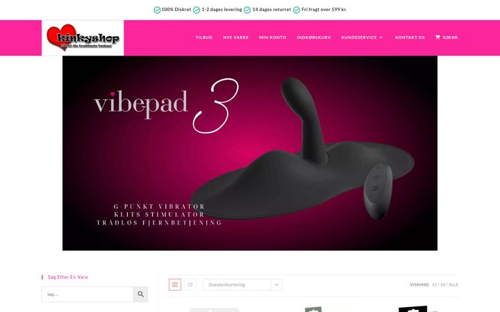 Screenshot of kinkyshop.dk